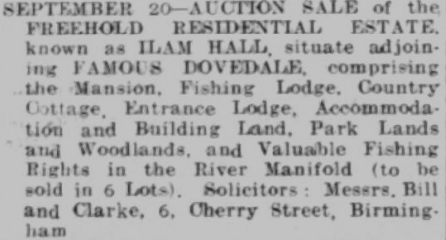 Auction Notice Staffordshire Advertiser (2 Sep 1933)