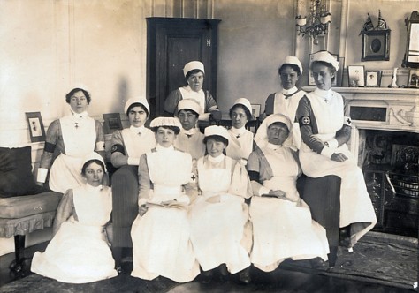 Gledhow Hall V.A.D. nurses - Olive Middleton on far right with her cousin, the Hon. Doris Kitson, center row, third from left.