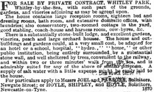 Whitley Park Hotel - Newcastle Journal - Sat 6 May 1893 - BNA